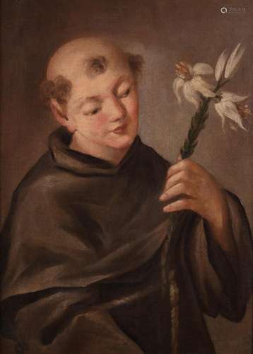 Scuola italiana, secolo XVII - Saint Anthony of Padua with l...