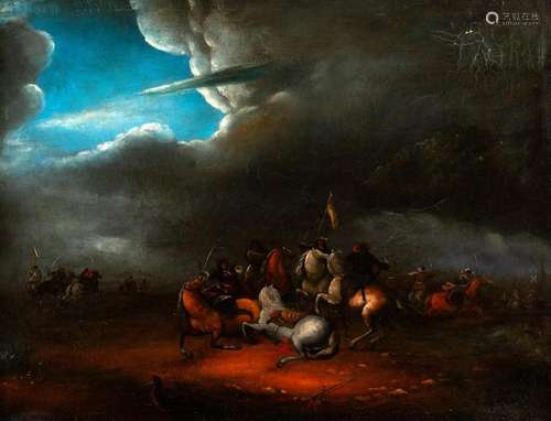 Imitatore di Salvator Rosa - Battle scene with stormy sky