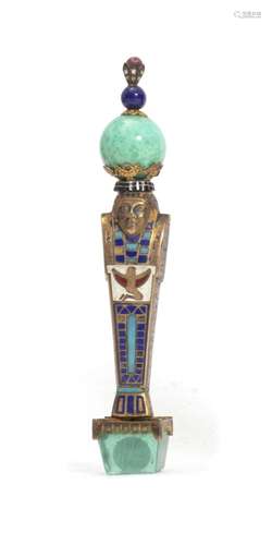 Egyptian style seal in gilded metal and enamels, late 19th -...