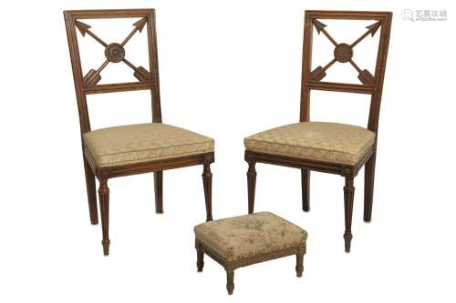 Pair of chairs and a pouf, late 18th - early 19th century