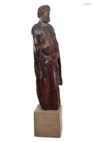 Polychrome wooden sculpture depicting a saint, northern Ital...