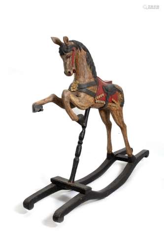 Rocking horse in lacquered wood, 20th century