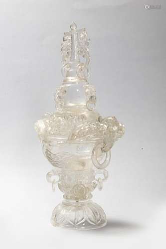 Rock crystal perfume burner, China, 20th century