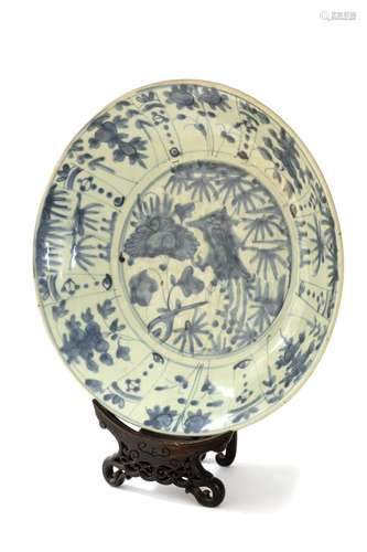 Large blue and white porcelain plate Zhangzhou (Swatow), Chi...