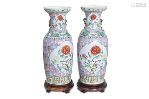 Pair of Pink Family porcelain vases, China, early 20th centu...