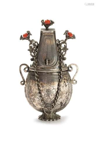 Small silver flask, 19th century