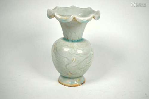 A Chinese qingbai icy-blue glazed vase, 15 cm high, Song sty...