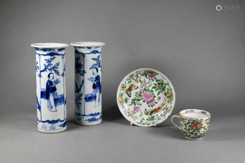 A pair of Chinese blue and white vase with Kangxi marks and ...