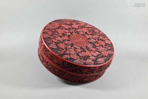 A Chinese cinnabar lacquer 'longevity' box and cover