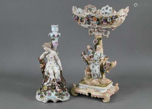 An early 20th century Sitzendorf porcelain lamp-base