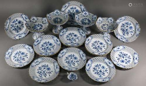 A Meissen Onion pattern fruit service