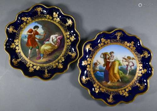 A pair of 19th century Vienna porcelain cabinet plates