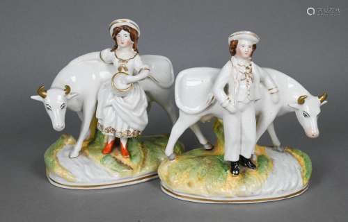 Pair of Victorian Staffordshire pottery groups