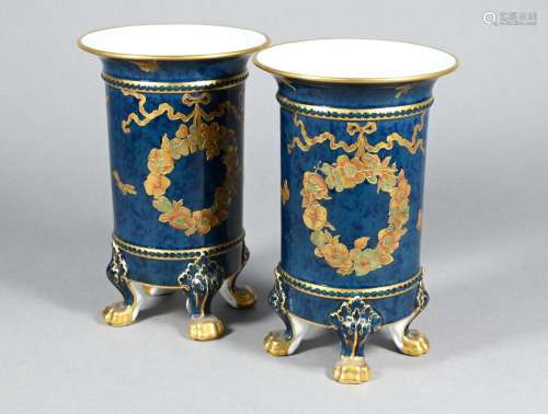 A pair of Royal Crown Derby cylindrical vases