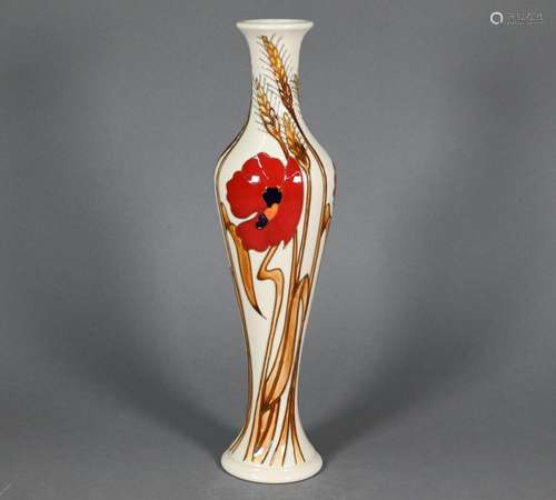 A Moorcroft 'Harvest Poppy vase of tall and slender form