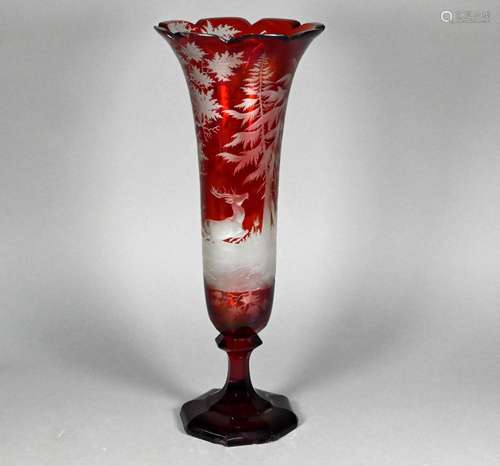 A 19th century Bohemian large ruby flash glass vase