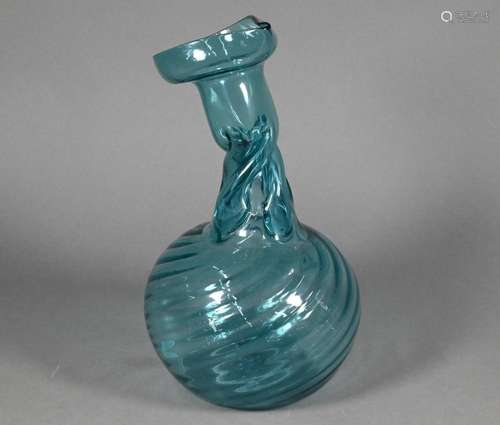 An antique German blue glass Kuttrolf