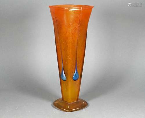 An Art Nouveau square glass vase