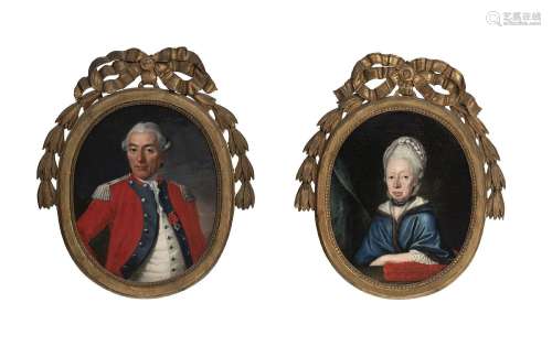 Ecole française du XVIIIe s., Portraits de M. de Reding et d...