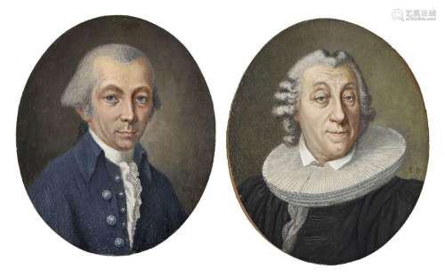 Zyhiner, Emil Beurmann, 2 portraits sur panneau ovale, Frère...