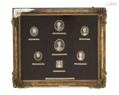 Carl Officier, 1764, Famille Royale de France, 7 miniatures:...