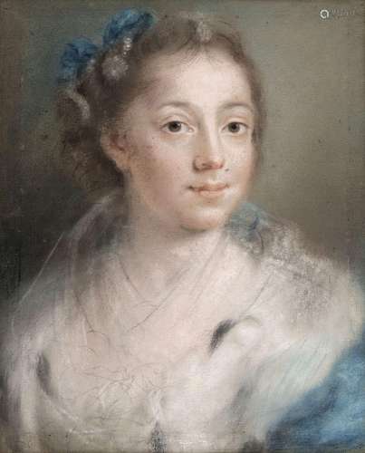 Ecole française du XVIIIe s., Portrait d'une jeune femme, pa...