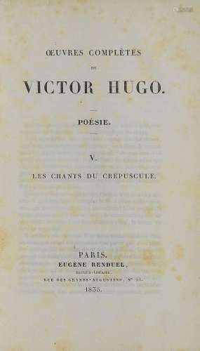 HUGO: Les chants du Crépuscule, Paris, 1835<br />
In 8°, vea...