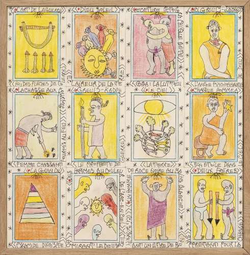Bruly Bouabré (1923-2014), Ensemble de 12 cartes dans un enc...