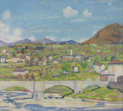 Emil Cardinaux (1877-1936) <br />
Pont à Berne, huile sur to...