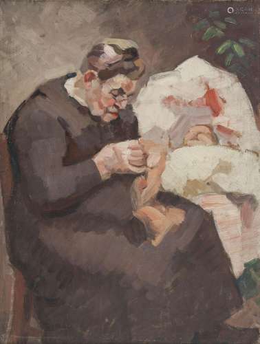 Jules-Emile Zingg (1882-1942)<br />
Grand-mère et enfant, hu...