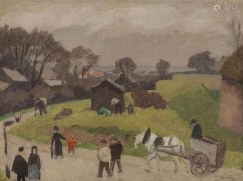 Jules-Emile Zingg (1882-1942)<br />
La promenade, huile sur ...