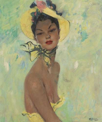 Jean-Gabriel Domergue (1889-1962), Portrait, huile sur toile...