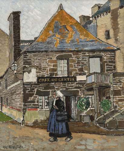Henri Claudius Forestier (1875-1922), Scène de rue en Bretag...
