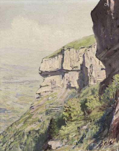 François Gos (1880-1975), Vue sur la plaine, huile sur toile...