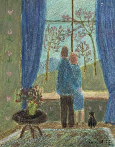 Henry Roulet (1915-1995), Devant la fenêtre, 1978, pastel su...