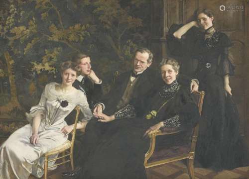 Charles Giron (1850-1914), Portraits de famille, huile sur t...