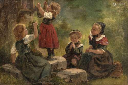 Raphael Ritz (1829-1894), Scène de vie paysanne, 1860, huile...