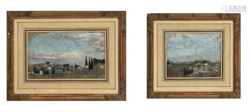 Simon Bussy (1870-1954), attr. à, Paysages, 2 pastels sur pa...