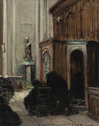 Jules René Hervé (1887-1981), Fidèles en prières, huile sur ...