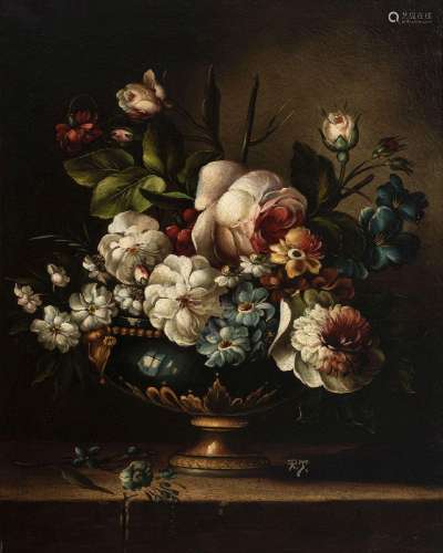 Renzo Tosti (XX), Bouquet, huile sur toile, monogrammée, 50x...