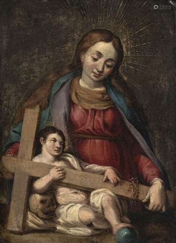 Ecole française du XVIIIe s., Vierge à l'enfant, huile sur c...
