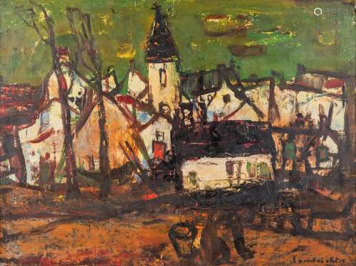Constant LAMBRECHT (1915-1993) 'Expressionist Village' oil o...