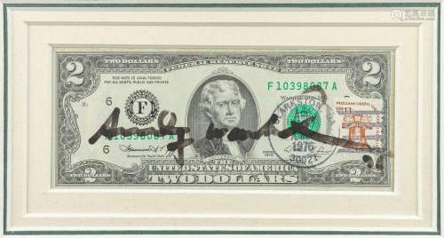 Andy WARHOL (1928-1987) 'Two dollars' (c.1976). (W: 15 x H: ...