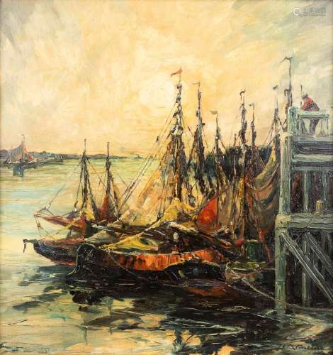 Auguste VANDECASTEELE (1889-1969) 'The Harbor', oil on canva...