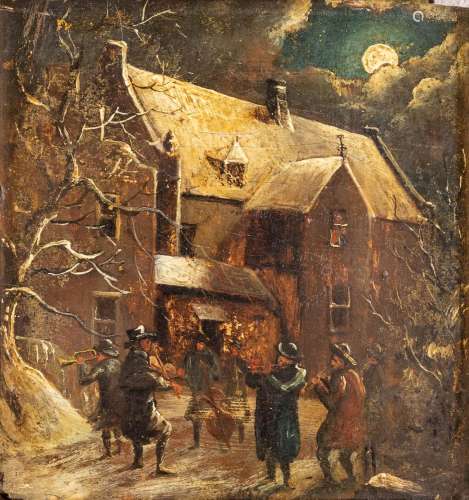 An antique painting 'winter Landscape with figurines' oil on...