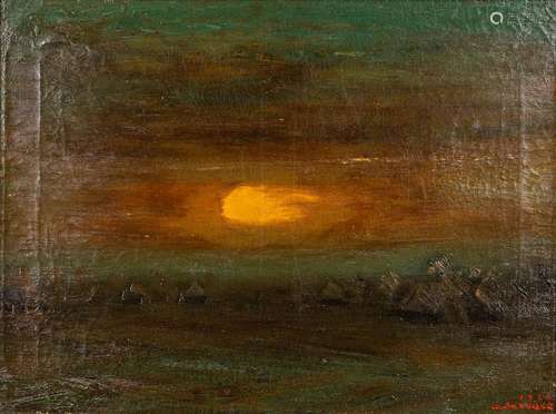 Albert SERVAES (1883-1966) 'Sunset' oil on canvas. 1925. (W:...