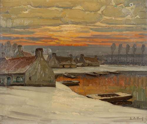 Evariste DE BUCK (1892-1974) 'Snow Landscape' oil on canvas....