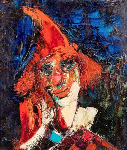 Henry ROLAND (1919-2000) 'The Clown' oil on canvas. (W: 58 x...