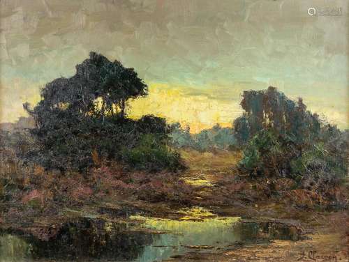 Jef CLAESEN (1878-1965) 'Landscape at dusk' oil on canvas. (...