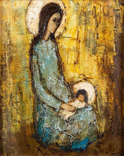 Jef WAUTERS (1927-2013) 'Mother and child' oil on canvas. (W...